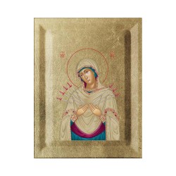 Παναγία Επτάσπαθη Κανονική Μεταξοτυπία σε Ένσκαπτο Ξύλο
