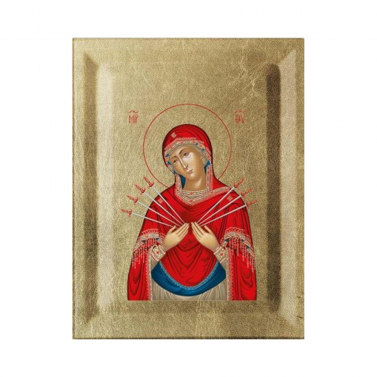 Παναγία Επτάσπαθη Κανονική Μεταξοτυπία σε Ένσκαπτο Ξύλο