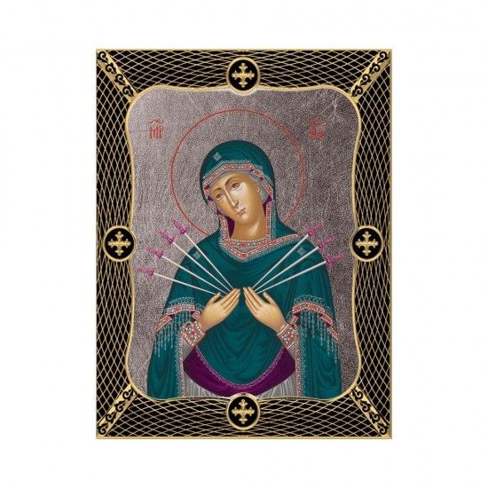 Παναγία Επτάσπαθη Κανονική Μεταξοτυπία με Πλέγμα Στεφάνι