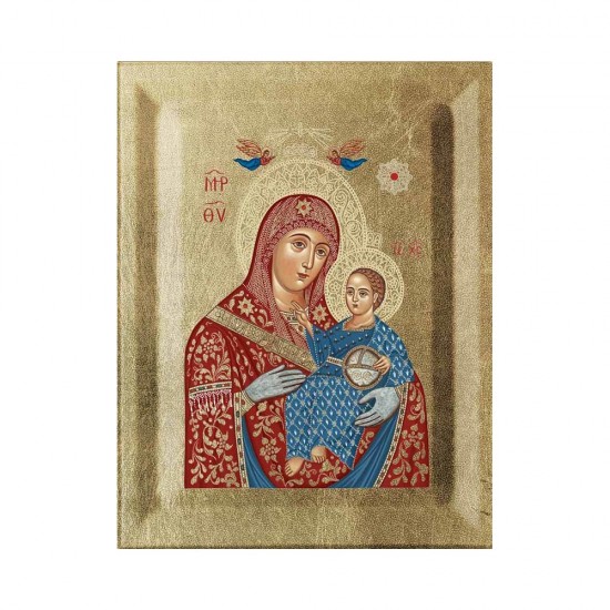 Παναγία Βηθλεέμ Κανονική Μεταξοτυπία σε Ένσκαπτο Ξύλο