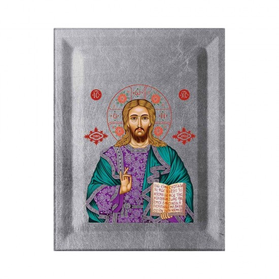 Χριστός Κανονική Μεταξοτυπία σε Ένσκαπτο Ξύλο