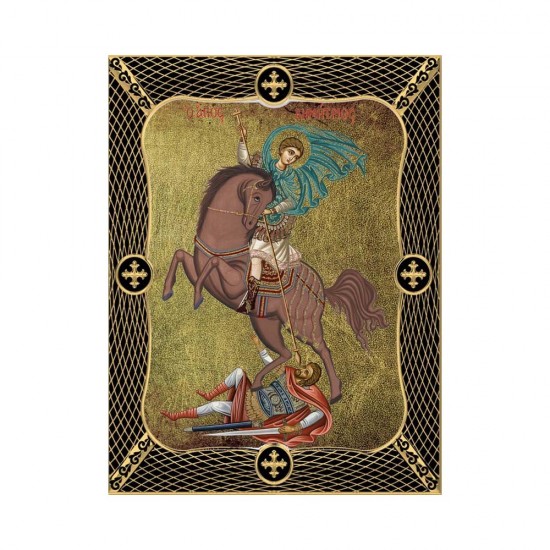 Αγιος Δημήτριος Μεταξοτυπία με Παλαίωση με Πλέγμα Στεφάνι