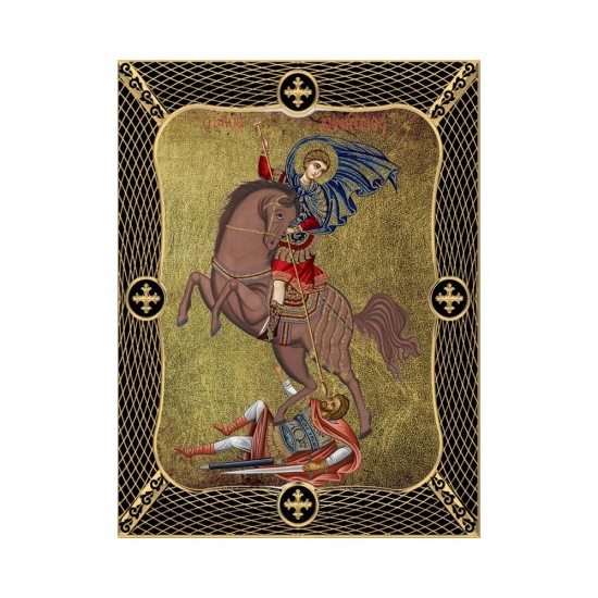 Αγιος Δημήτριος Μεταξοτυπία με Παλαίωση με Πλέγμα Στεφάνι