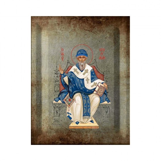 Αγιος Σπυρίδων Μεταξοτυπία με Παλαίωση σε Ένσκαπτο Ξύλο