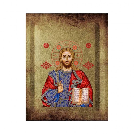 Χριστός Μεταξοτυπία με Παλαίωση σε Ένσκαπτο Ξύλο