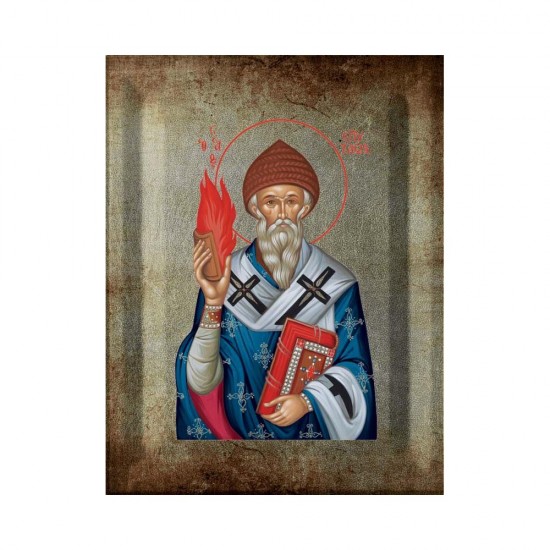 Αγιος Σπυρίδων Μεταξοτυπία με Παλαίωση σε Ένσκαπτο Ξύλο