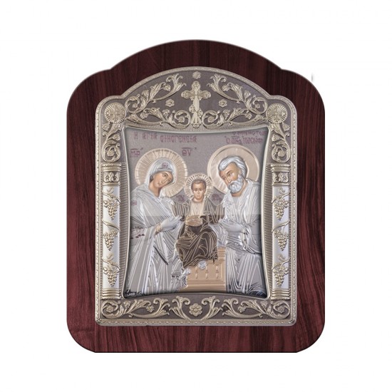 Αγία Οικογένεια με Κλασικό Κανονικό Στεφάνι και Τζάμι