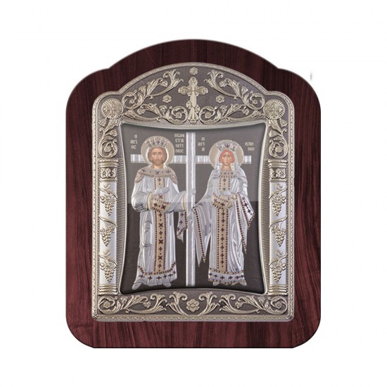 Αγιος Κωνσταντίνος και Αγία Ελένη με Κλασικό Κανονικό Στεφάνι και Τζάμι