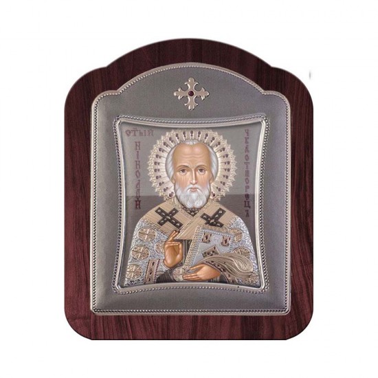 Αγιος Νικόλαος με Μοντέρνο Κανονικό Στεφάνι και Τζάμι