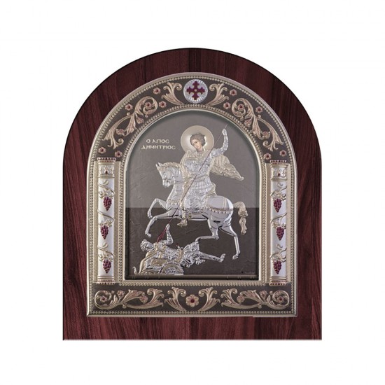 Αγιος Δημήτριος με Κλασικό Κανονικό Στεφάνι και Τζάμι