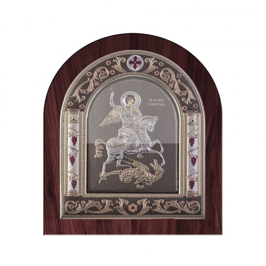 Αγιος Γεώργιος με Κλασικό Κανονικό Στεφάνι και Τζάμι