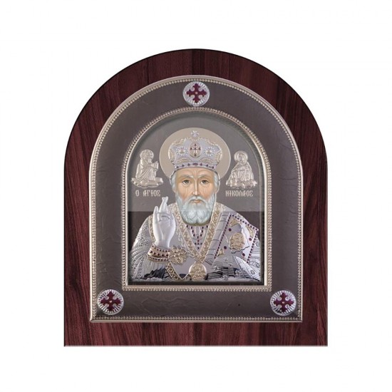 Αγιος Νικόλαος με Μοντέρνο Κανονικό Στεφάνι και Τζάμι