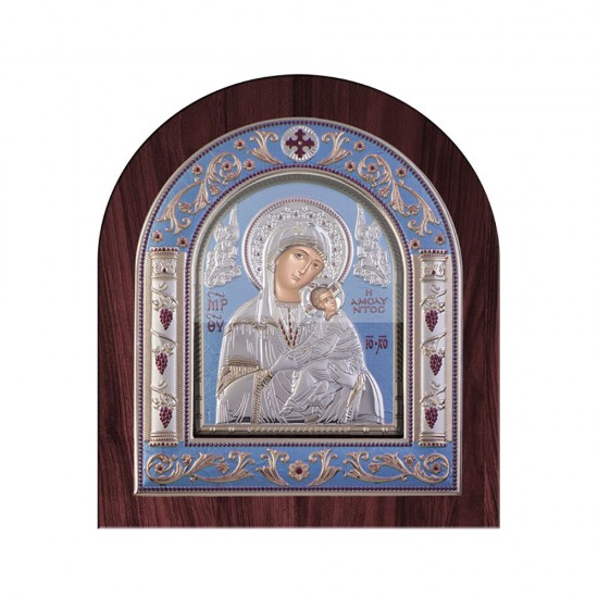 Παναγία Αμόλυντος με Κλασικό Κανονικό Στεφάνι και Τζάμι