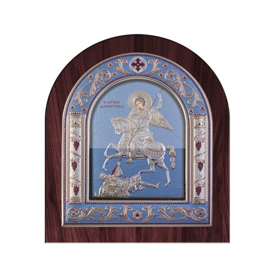 Αγιος Δημήτριος με Κλασικό Κανονικό Στεφάνι και Τζάμι