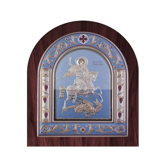 Αγιος Γεώργιος με Κλασικό Κανονικό Στεφάνι και Τζάμι