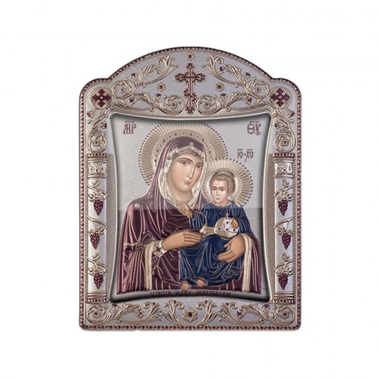 Παναγία Ιεροσολυμίτισσα με Κλασικό Κανονικό Στεφάνι και Τζάμι